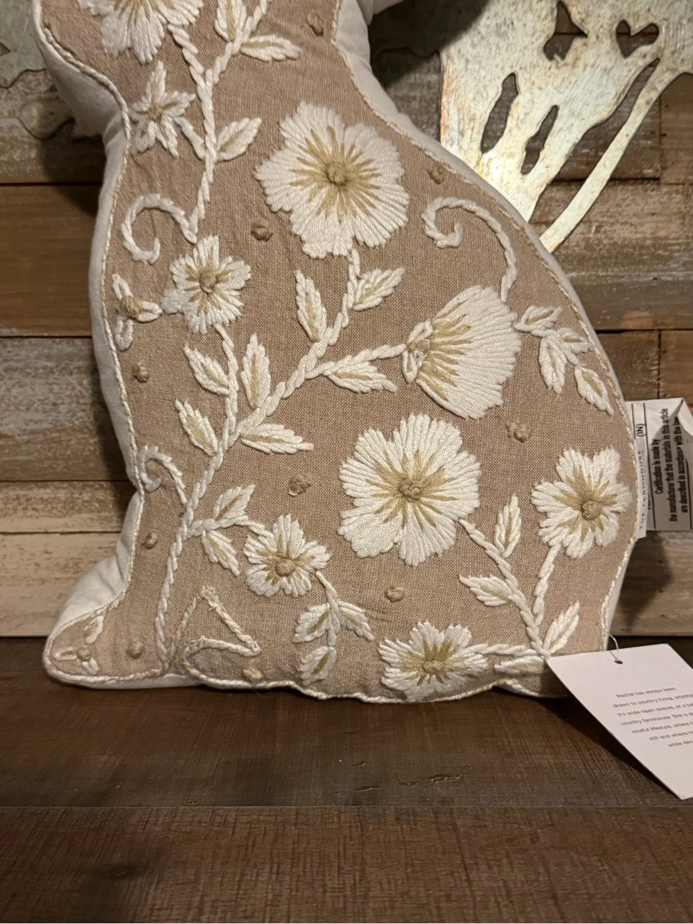 The Farmhouse by Rachel Ashwell Embroidered Floral Bunny Pillow